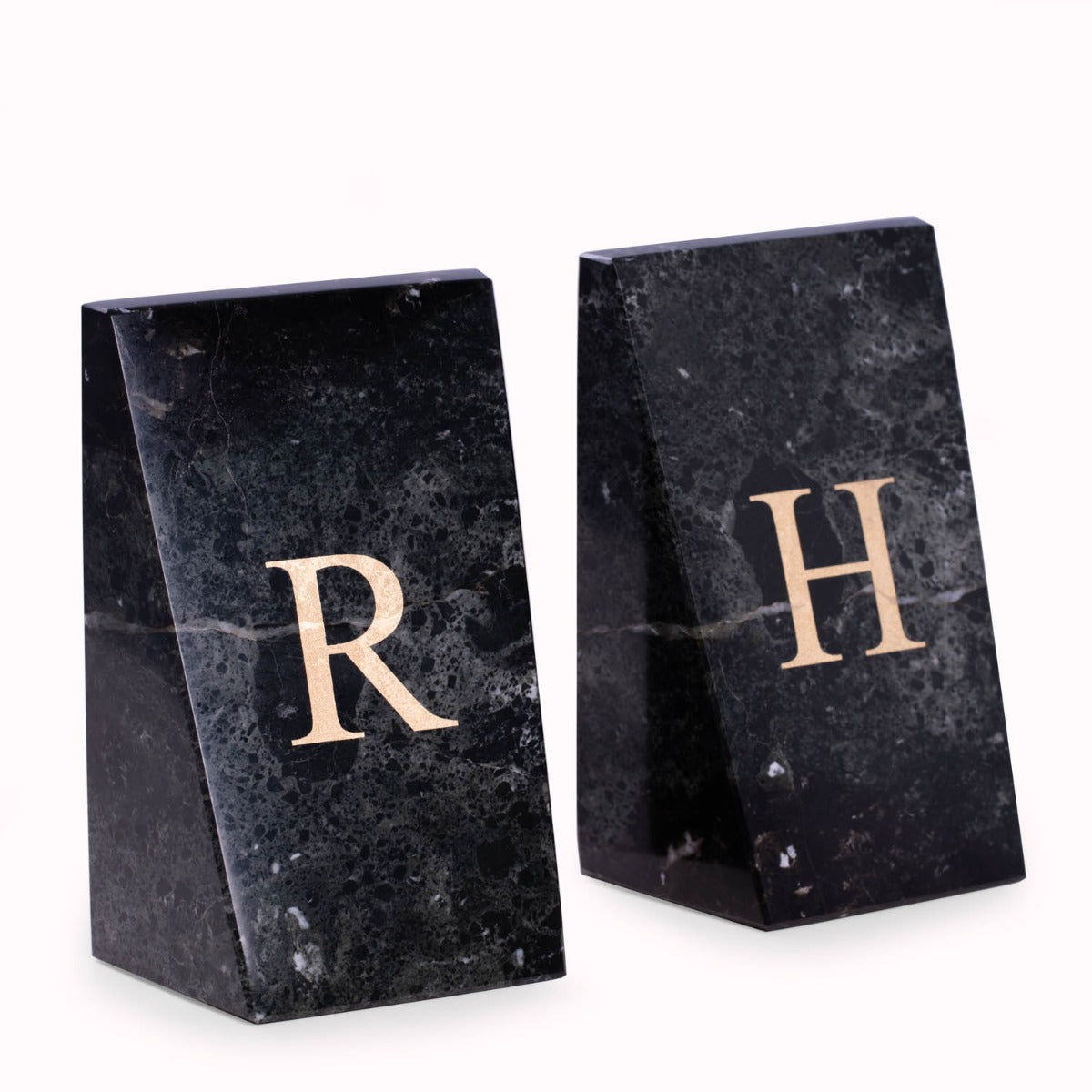 Whitney Marble Bookends, Zebra Black