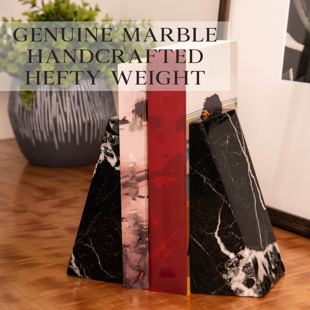 Whitney Marble Bookends, Zebra Black