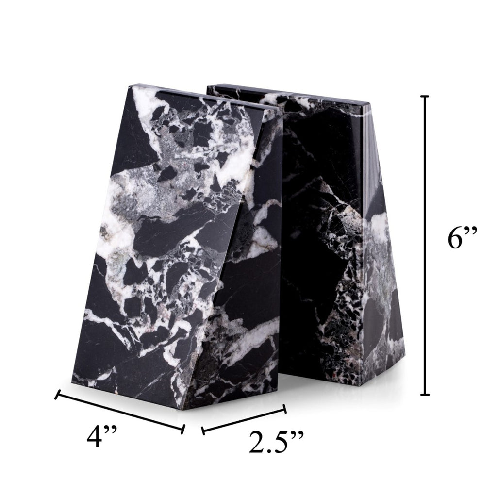 Whitney Marble Bookends, Zebra Black