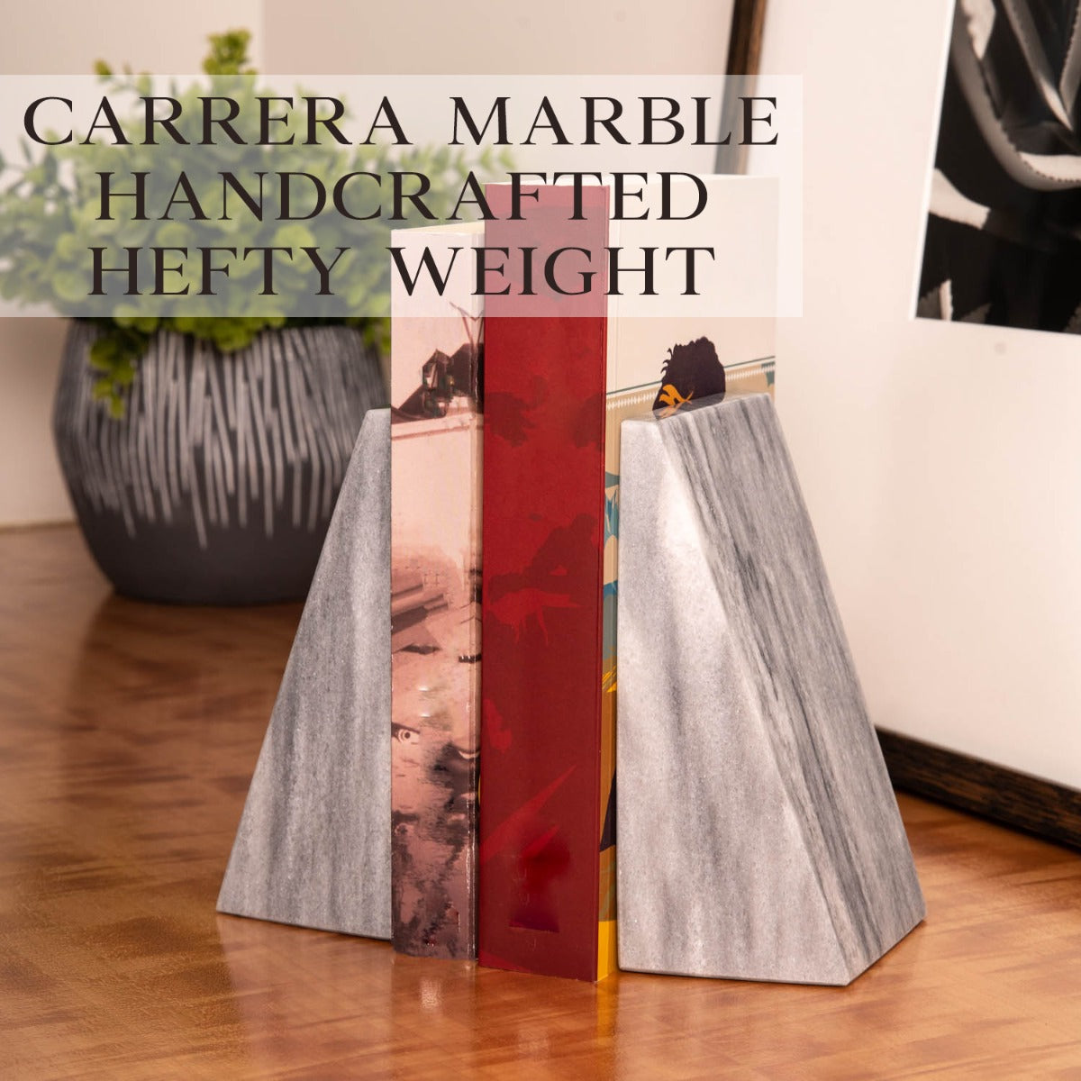 Harold Carrera Grey Marble Wedge Bookends