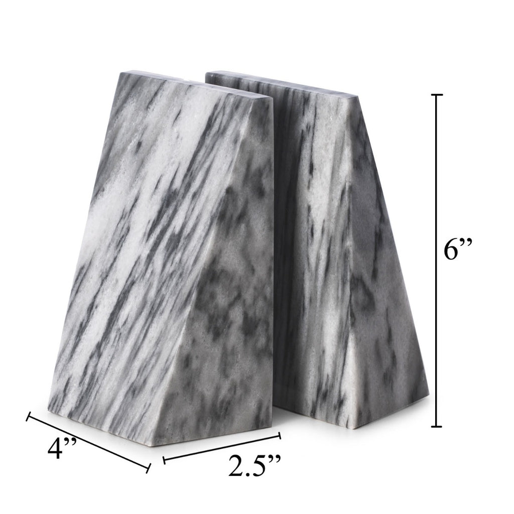 Harold Carrera Grey Marble Wedge Bookends