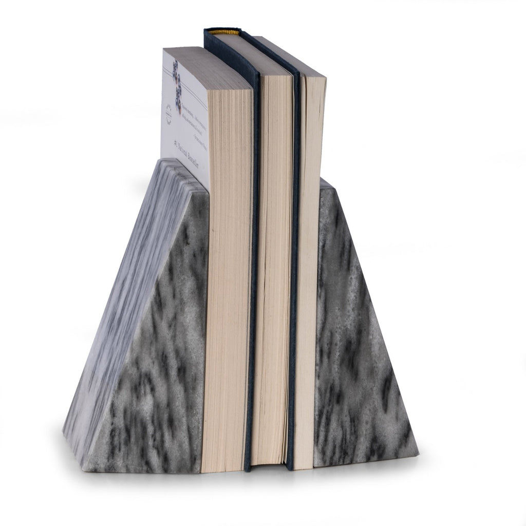 Harold Carrera Grey Marble Wedge Bookends