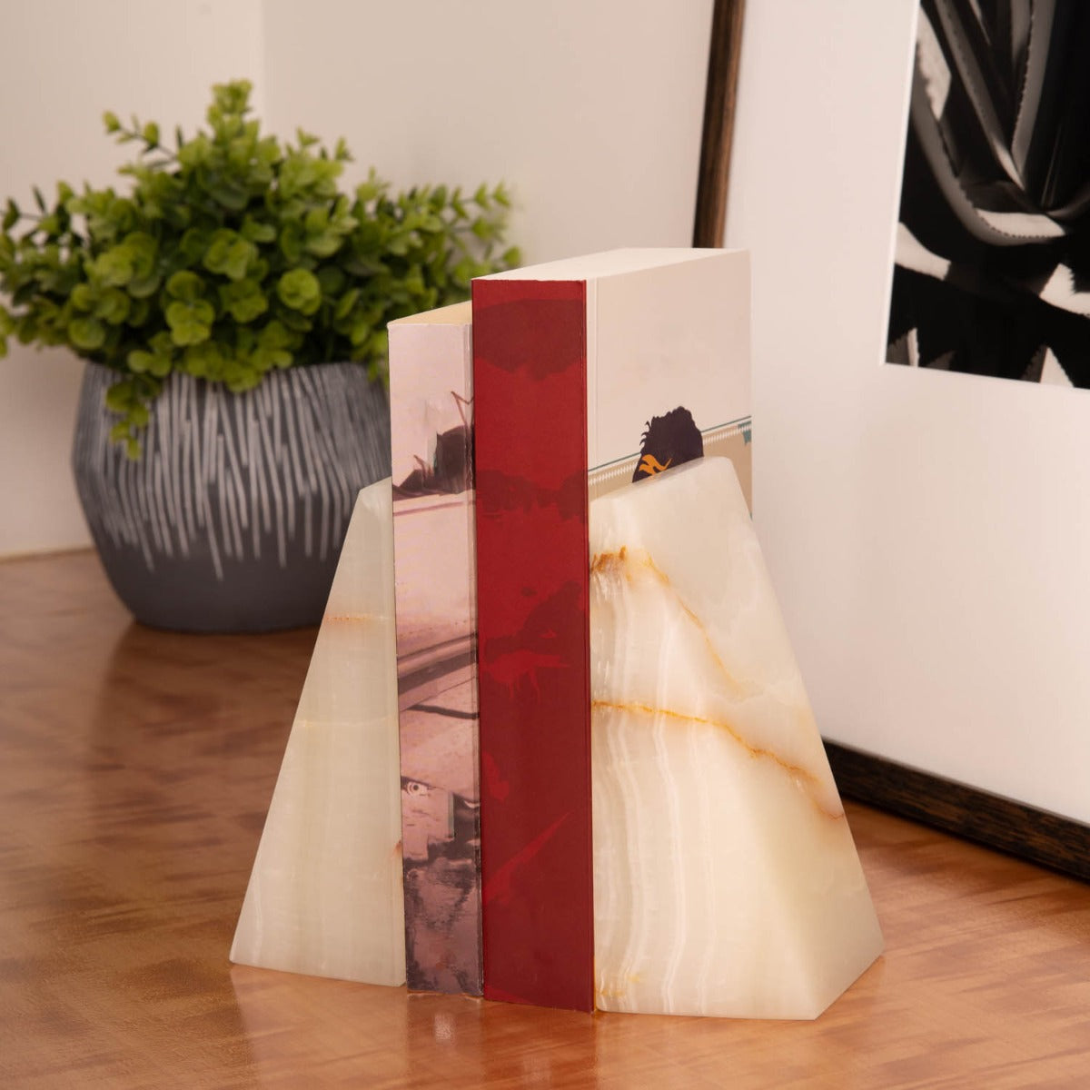 Harold Onyx Marble Wedge Bookends