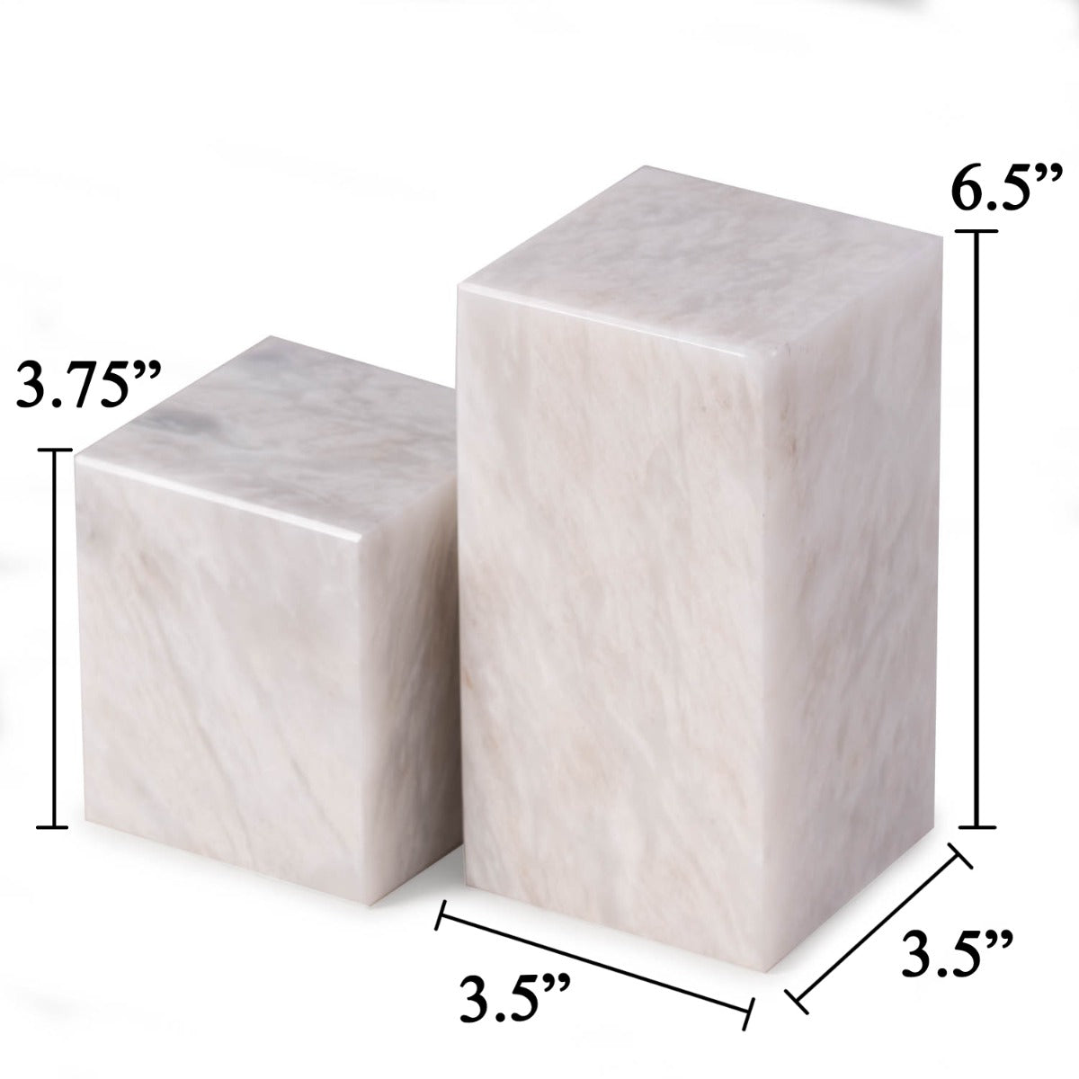 Hathaway White Marble Cube Design Bookends