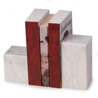 Hathaway White Marble Cube Design Bookends