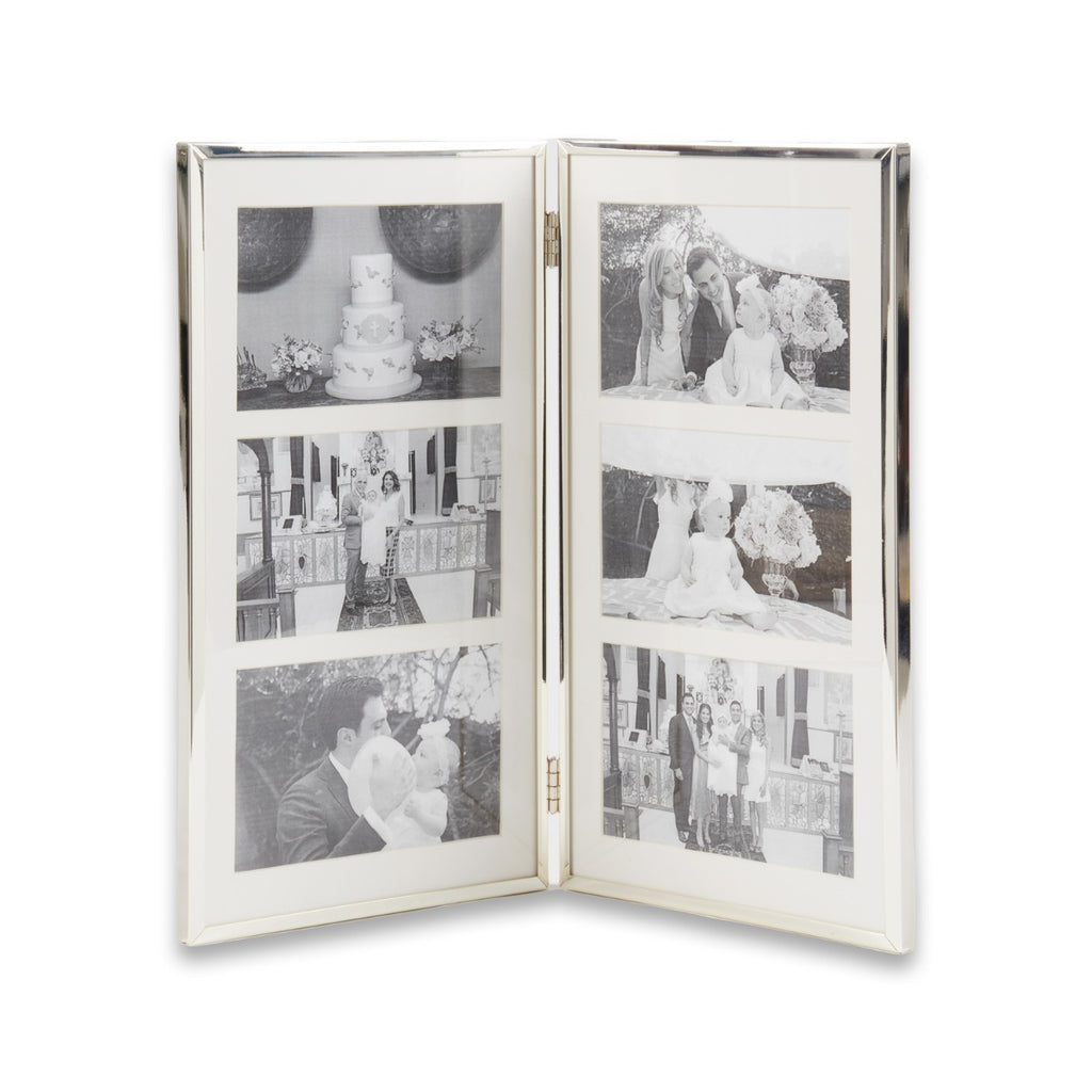 Silver Plated Collage Picture Frame Holds Six 4" x 6" Photos
