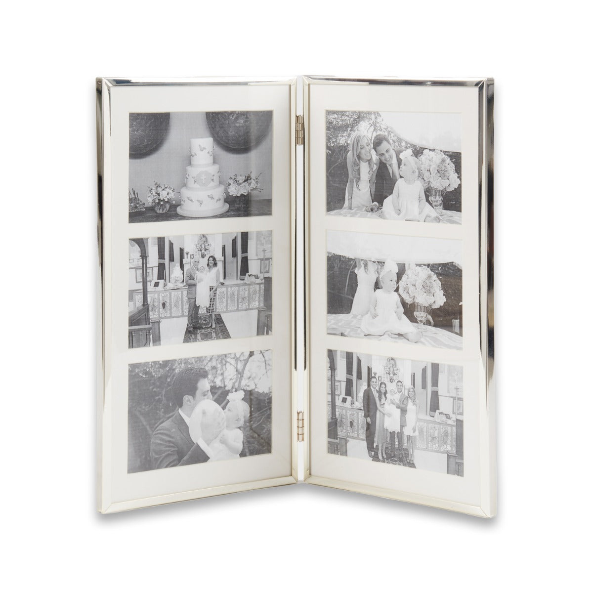 Silver Plated Collage Picture Frame Holds Six 4" x 6" Photos