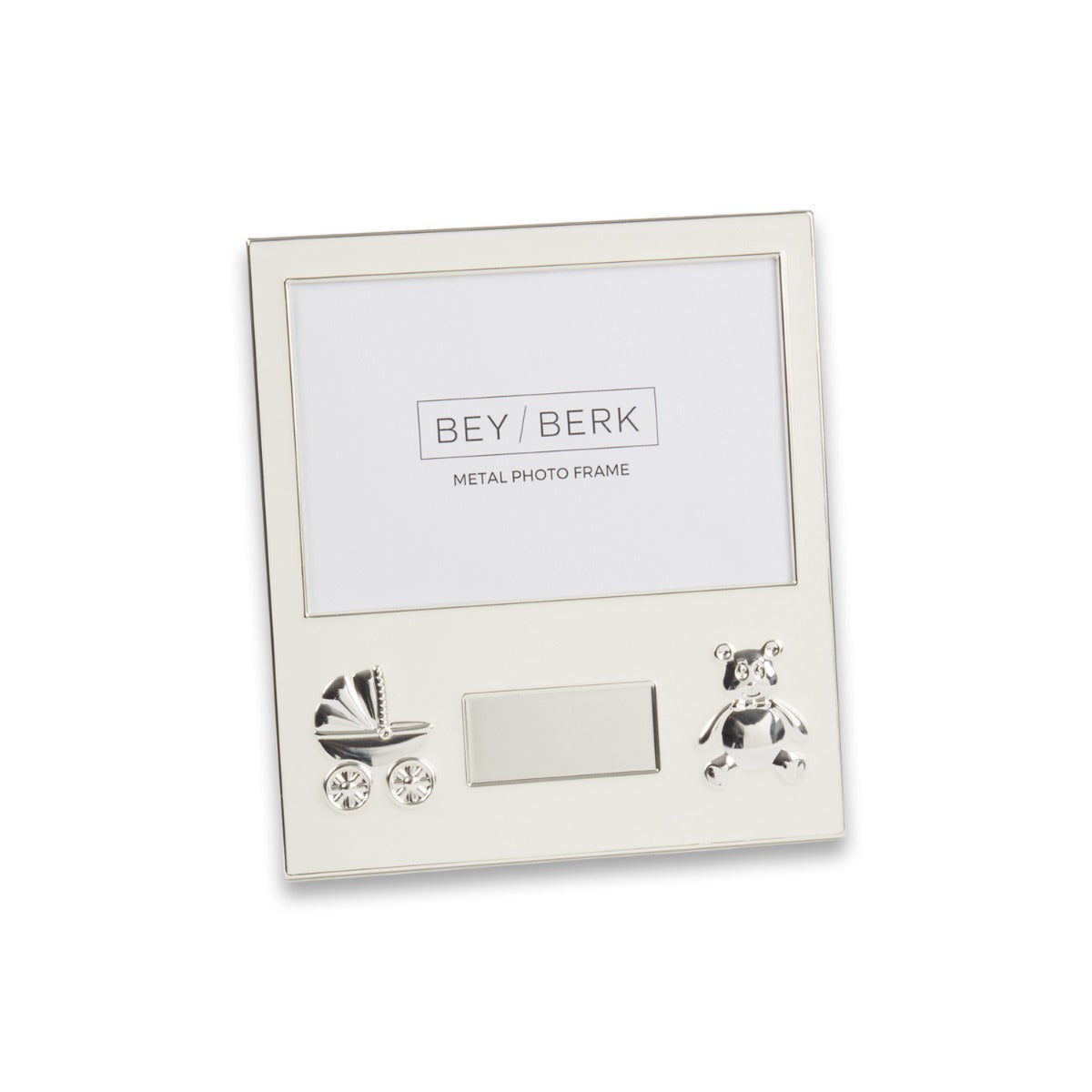 Silver Plated Picture Frame Newborn Baby Theme with Engraving Plate Holds 4" x 6" Photo