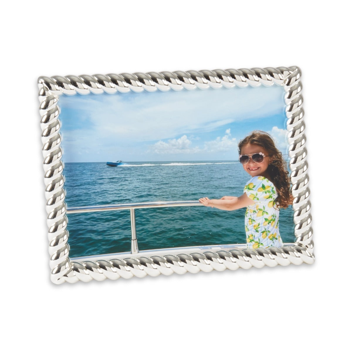 Silver Plated Rope Design 5x7 Frame