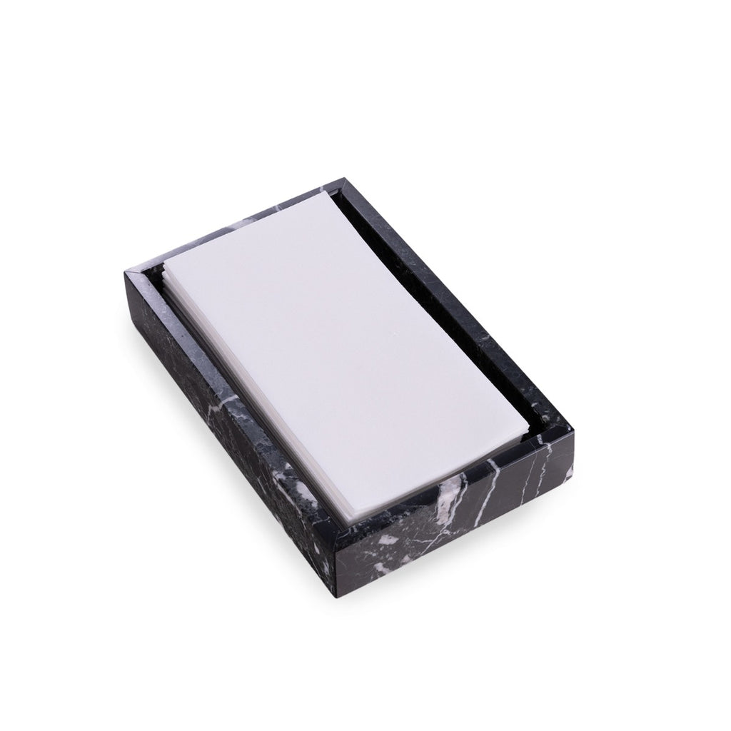 Ezra Black Zebra Genuine Marble Guest Towel Tray