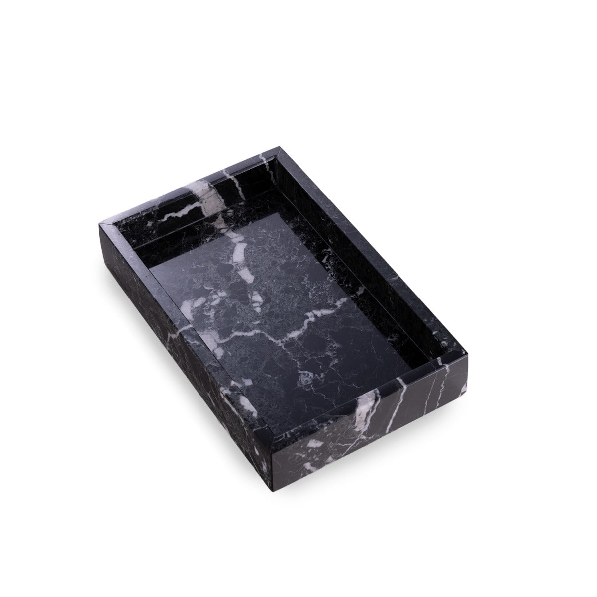 Ezra Black Zebra Genuine Marble Guest Towel Tray