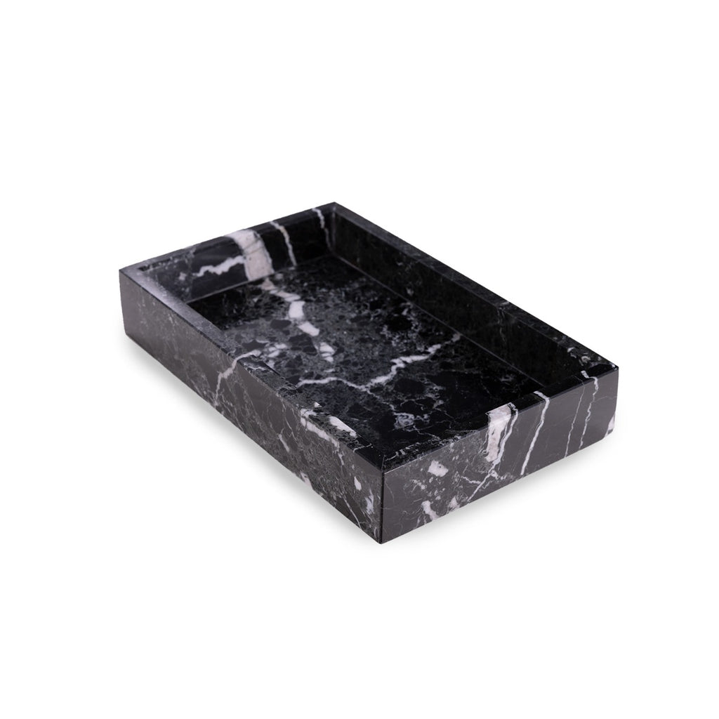 Ezra Black Zebra Genuine Marble Guest Towel Tray