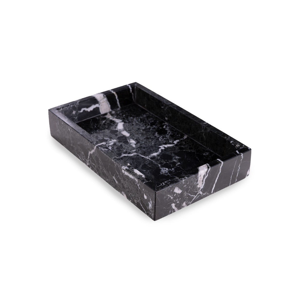 Ezra Black Zebra Genuine Marble Guest Towel Tray