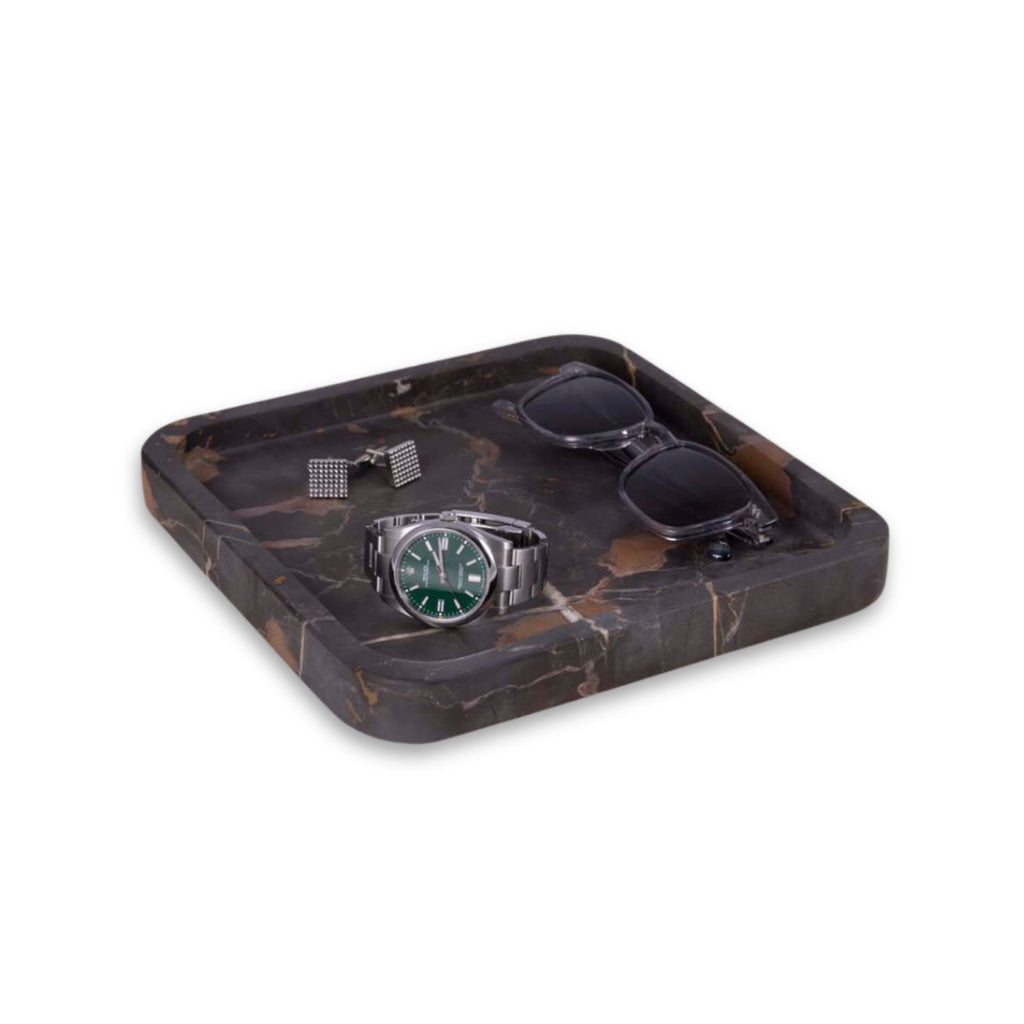 Robbie Genuine Marble Tray and Catch-All in Brown Emperador