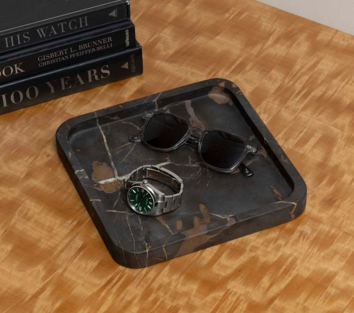 Robbie Genuine Marble Tray and Catch-All in Brown Emperador