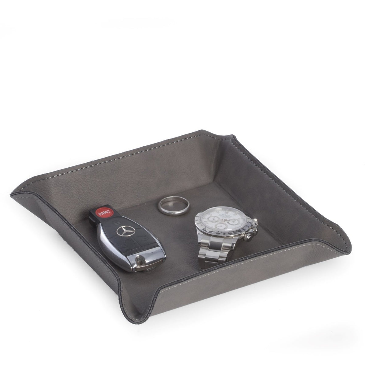 Square Valet in Grey Leatherette