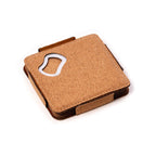 Cameron 4 Cork Coasters Set with Bottle Opener